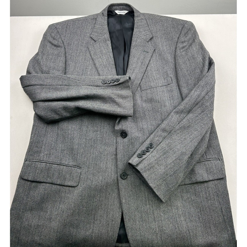 Joseph & Feiss Blazer Mens 46R Black White Herringbone Lambswool Jacket Coat